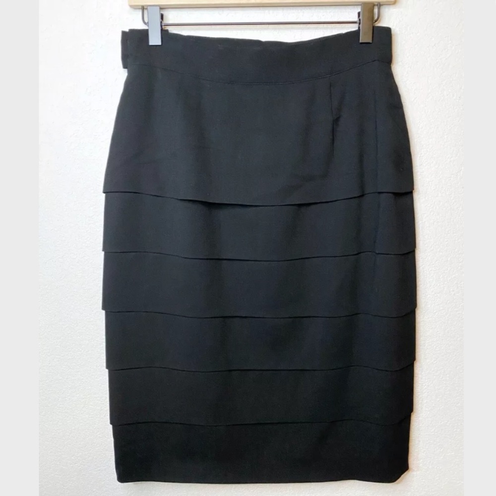 Escada Ruffle High Waisted Wool Skirt